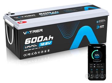 Batterie al litio Vatrer LiFePO4 12V 600Ah