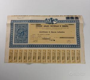 Titolo Azionario 1950 Consorzio Agrario Cremona