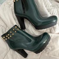 Stivaletto verde petrolio borchie