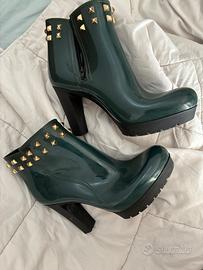 Stivaletto verde petrolio borchie