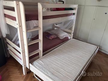 letto a castello FLEXA in massello + estraibile