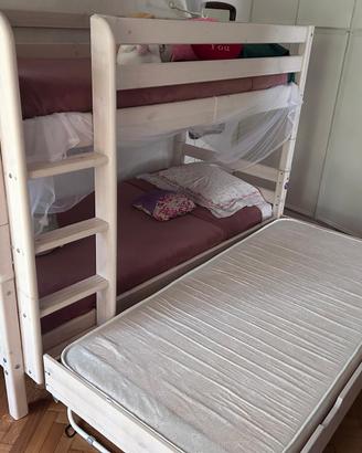 letto a castello FLEXA in massello + estraibile