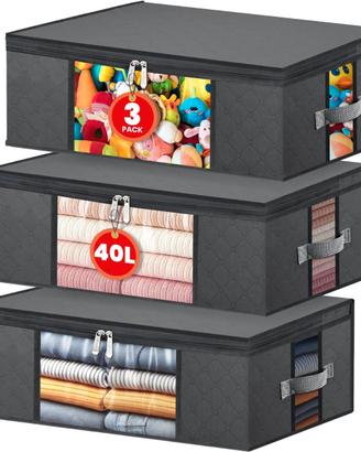 3 Pezzi Contenitori Sottoletto 40L per Vestiti