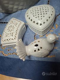 tre pezzi in ceramica 
