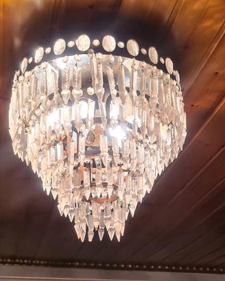 Lampadario veneziano con prismi in vetro