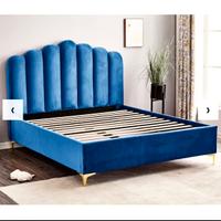 Letto contenitore velluto blu smerlato