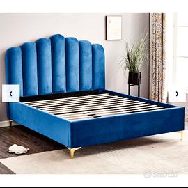 Letto contenitore velluto blu smerlato