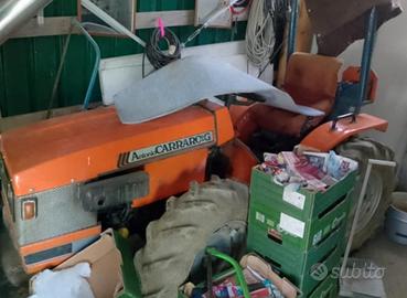 trattore Carraro + rimorchio + coltro + 2 ruote 