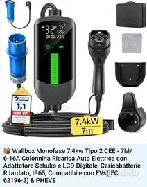 Wallbox caricatore 7,4kw regolabile Nuovo