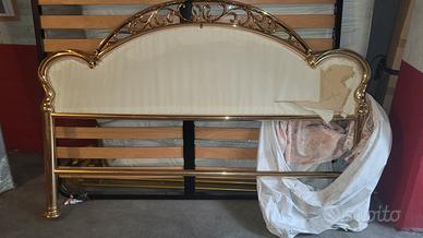 Letto in ottone bagno oro + rete+ materasso