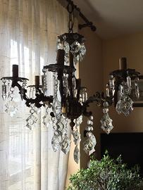 lampadario sei bracci pendenti vetro