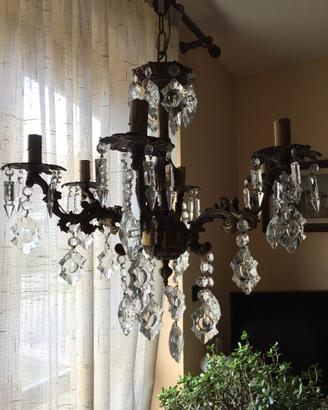 lampadario sei bracci pendenti vetro