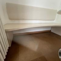 panca legno bianco avorio e schienale imbottito