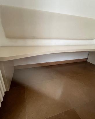 panca legno bianco avorio e schienale imbottito
