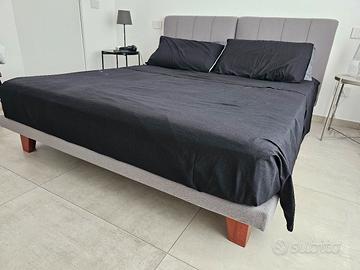 Letto matrim. moderno grigio 160x190 con testiera