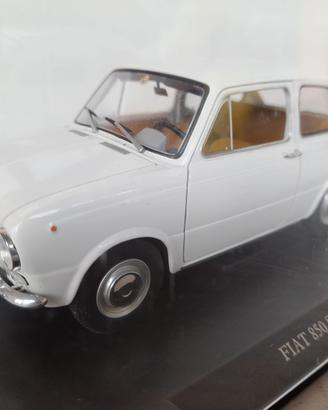 MODELLO AUTO FIAT 850 BERLINA WHITE IN TECA
