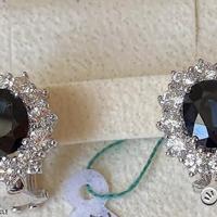 ORECCHINI ORO 18kt. DIAMANTI ZAFFIRI CERTIFICATI