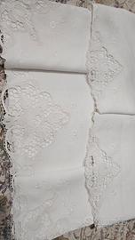 Completo letto matrimoniale in lino e pizzo Burano