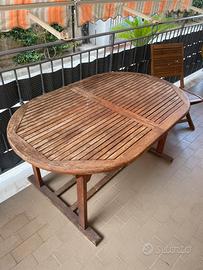Tavolo da giardino ovale in legno- allungabile