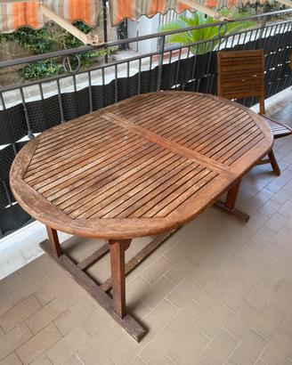 Tavolo da giardino ovale in legno- allungabile