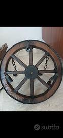 Lampadario ruota di carro/carretto primi '900