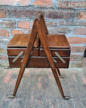 Cestino  accessori cucito in legno anni  50