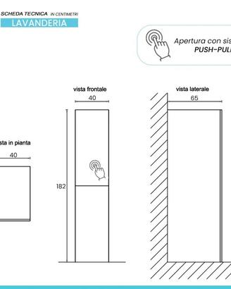 Mobile colonna per bagno lavanderia bianca