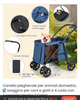 Carrozzina per cani di media taglia