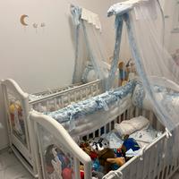 Culla Pali Lettino Neonato in Legno Colore Bianco