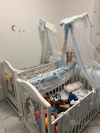 Culla Pali Lettino Neonato in Legno Colore Bianco