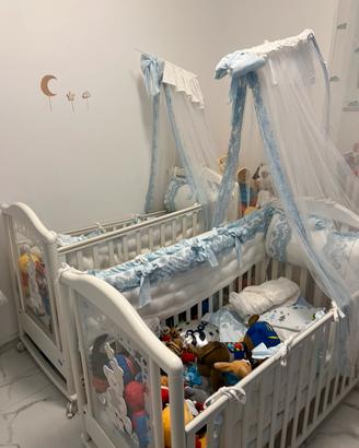 Culla Pali Lettino Neonato in Legno Colore Bianco