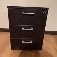 2 Cassettiere wenghè a 3 cassetti con rotelle