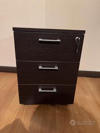 2 Cassettiere wenghè a 3 cassetti con rotelle