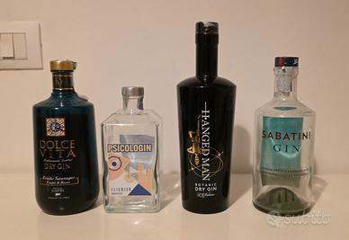 4 Bottiglie Gin da collezione o uso creativo
