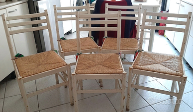 5 Sedie in Legno e Paglia Rustiche _Cucina taverna