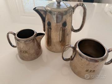 Set 3 pezzi teiera in hard soldered Sheffield epns