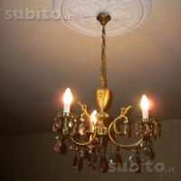 Lampadario a 3 luci con gocce in cristallo