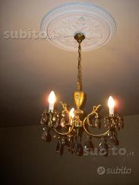 Lampadario a 3 luci con gocce in cristallo