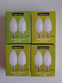 8 lampadine a candela E14 fluorescenti 