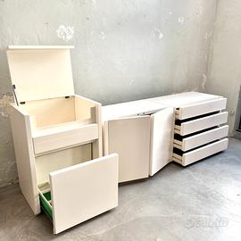 Set anni 70 in legno laccato bianco
