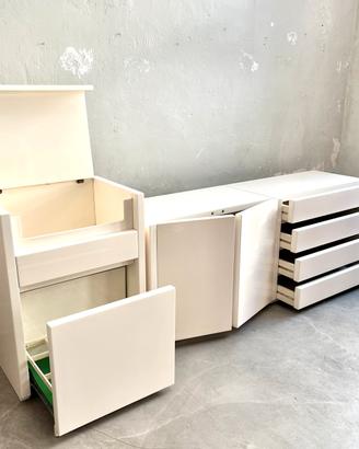 Set anni 70 in legno laccato bianco