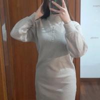Vestito Abito maglione invernale Donna collo alto