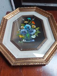 Due Quadri ottagonali vintage floreali