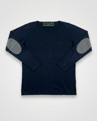 Maglione Fred Perry vintage 100% lana blu navy M c