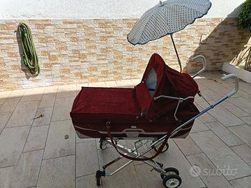 culla vintage in velluto a coste bordeaux