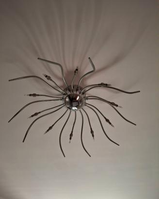 Lampadario in acciaio a raggi