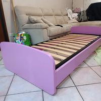 Letto singolo rosa bambina con doppia rete a doghe