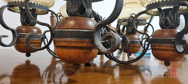 Lampadario ferro battuto