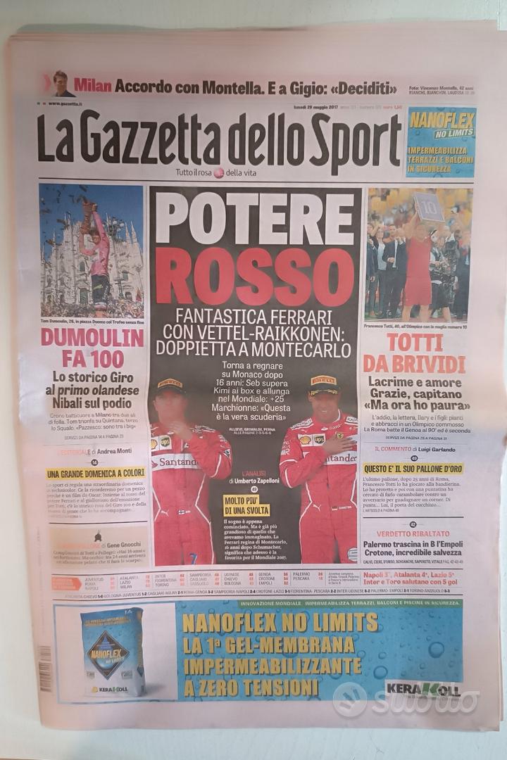 La Gazzetta dello sport: addio Totti e 100 Giro Collezionismo In