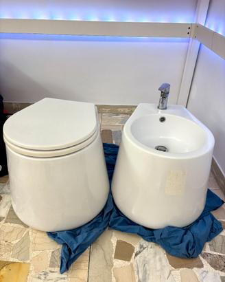 WC + Bidet filo muro di design – coppia completa